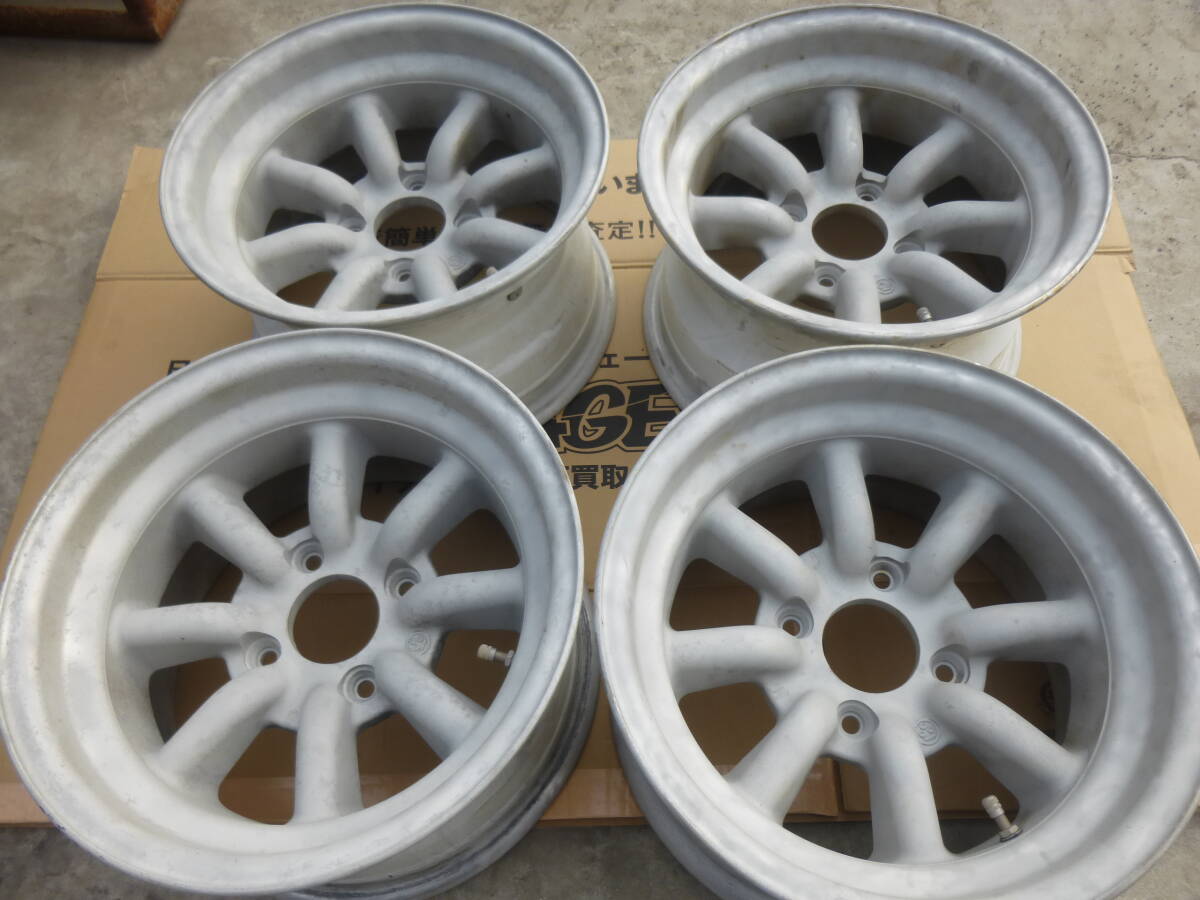 【ブラスト済】ワタナベ Rタイプ14×8J／4H 約+15？ PCD114.3 ハブ径約70mm 4本  管:H-39の画像1