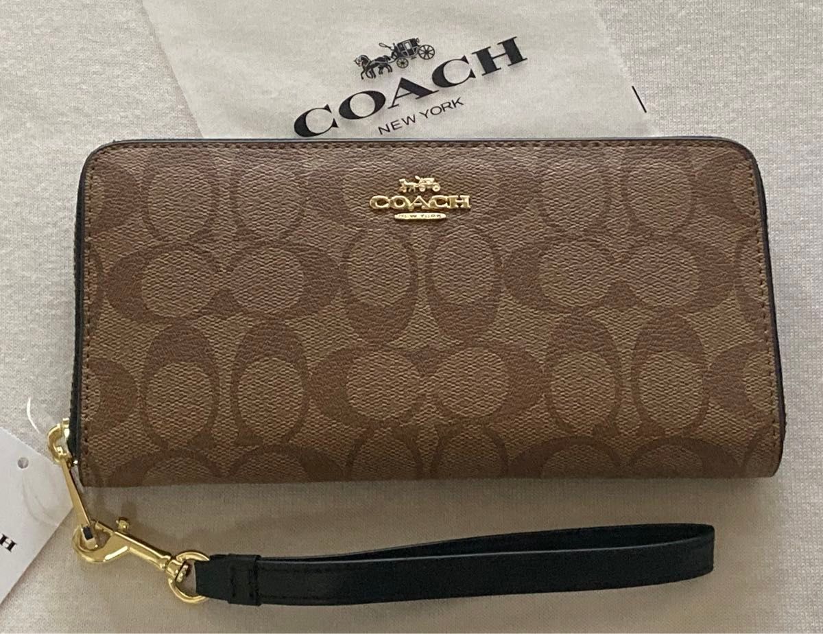 新品　 COACH コーチ メンズ　レディース　長財布 シグネチャー　ラウンドファスナー