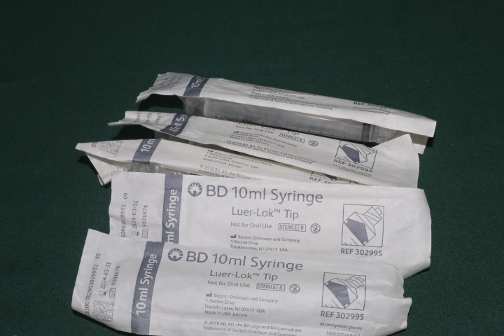 沖縄米軍使用 BD10ml Syringe シリンジ 5本セット 未開封 新品 スポイト代わり 資料用 作業用 塗装用などの画像2