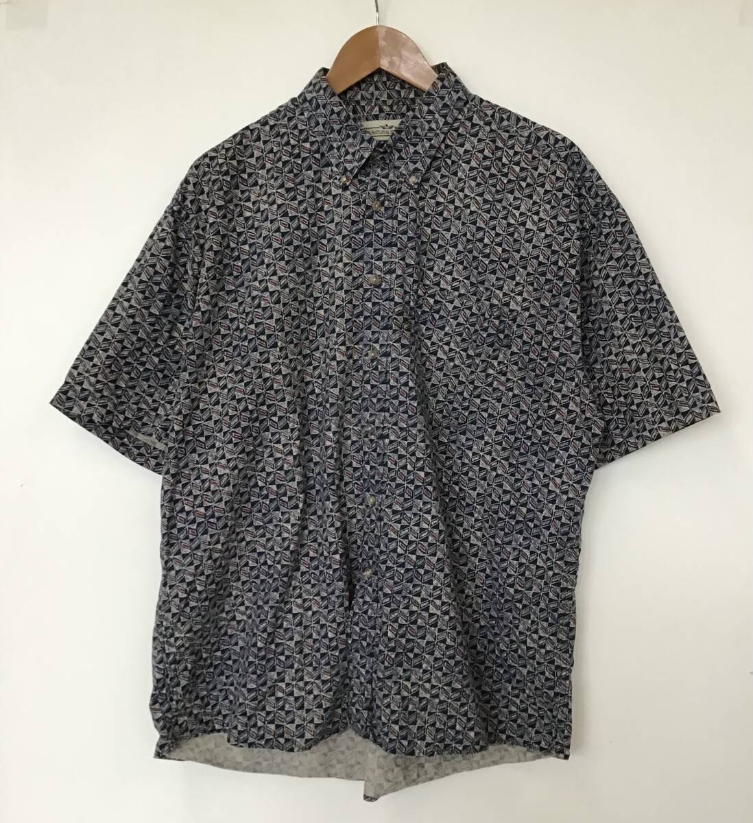 《 H 495》NATURAL ISSUE 半袖シャツ 柄シャツ 総柄 ボタンダウン XL トップス 1円スタート アメリカ古着 古着卸_画像1