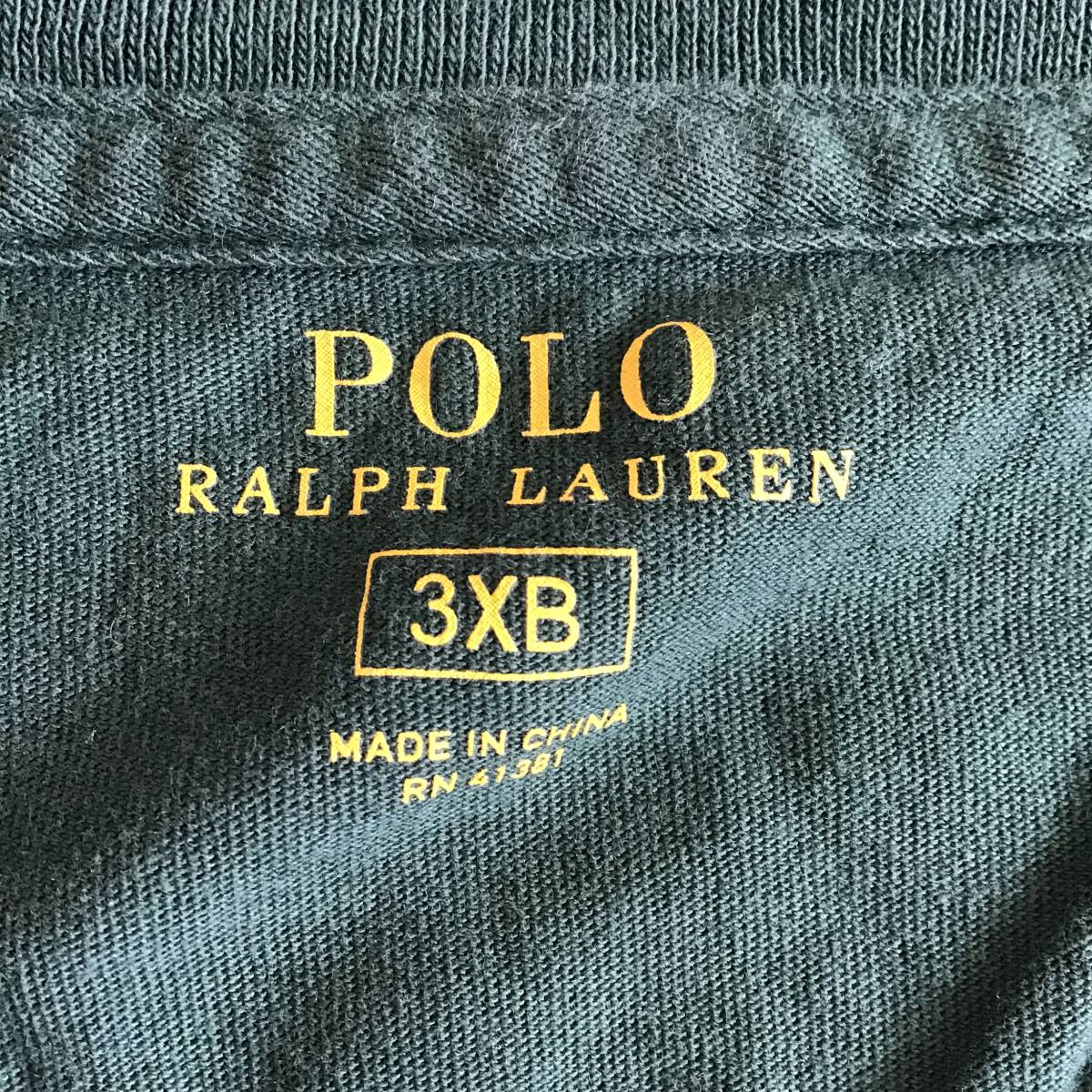 《 H 536》POLO Ralph Lauren ラルフローレン 半袖Tシャツ ワンポイント 3XB 大きいサイズ 緑 トップス 1円スタート アメリカ古着 古着卸の画像4