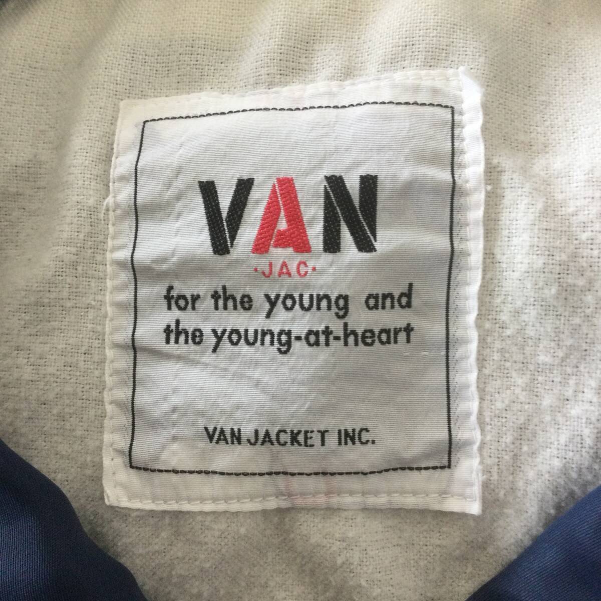 【N250】VAN JAC ナイロン コーチジャケット ネイビー バックプリント アイビー トラディショナル 古着 古着卸の画像8