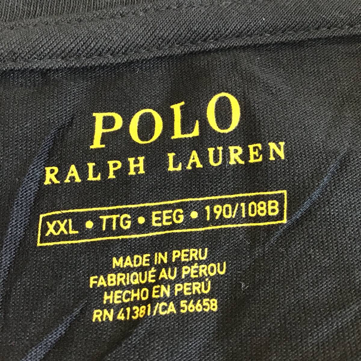 《 H 638》POLO RALPH LAUREN ラルフローレン 未使用 半袖Tシャツ 胸プリント XXL 黒 トップス 1円スタート アメリカ古着 古着卸の画像3