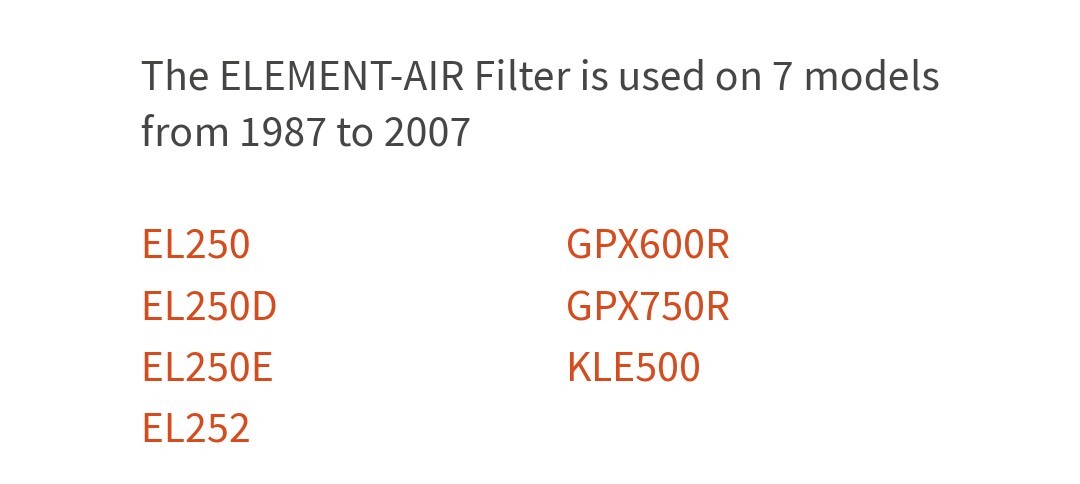  Kawasaki original air Element Eliminator 250 GPX600R GPX750R air filter air cleaner 