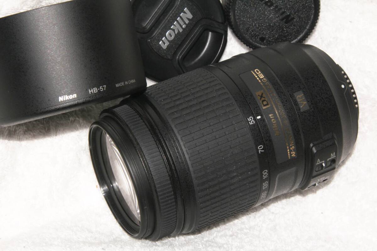 ニコン Nikon AF-S DX NIKKOR ニッコール 55-300mm F4.5-5.6G ED VR フード HB-57付 美品_画像1