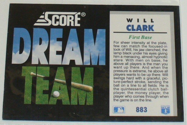 MLB/SCORE DREAM TEAM*WILL CLARK(883)_画像2