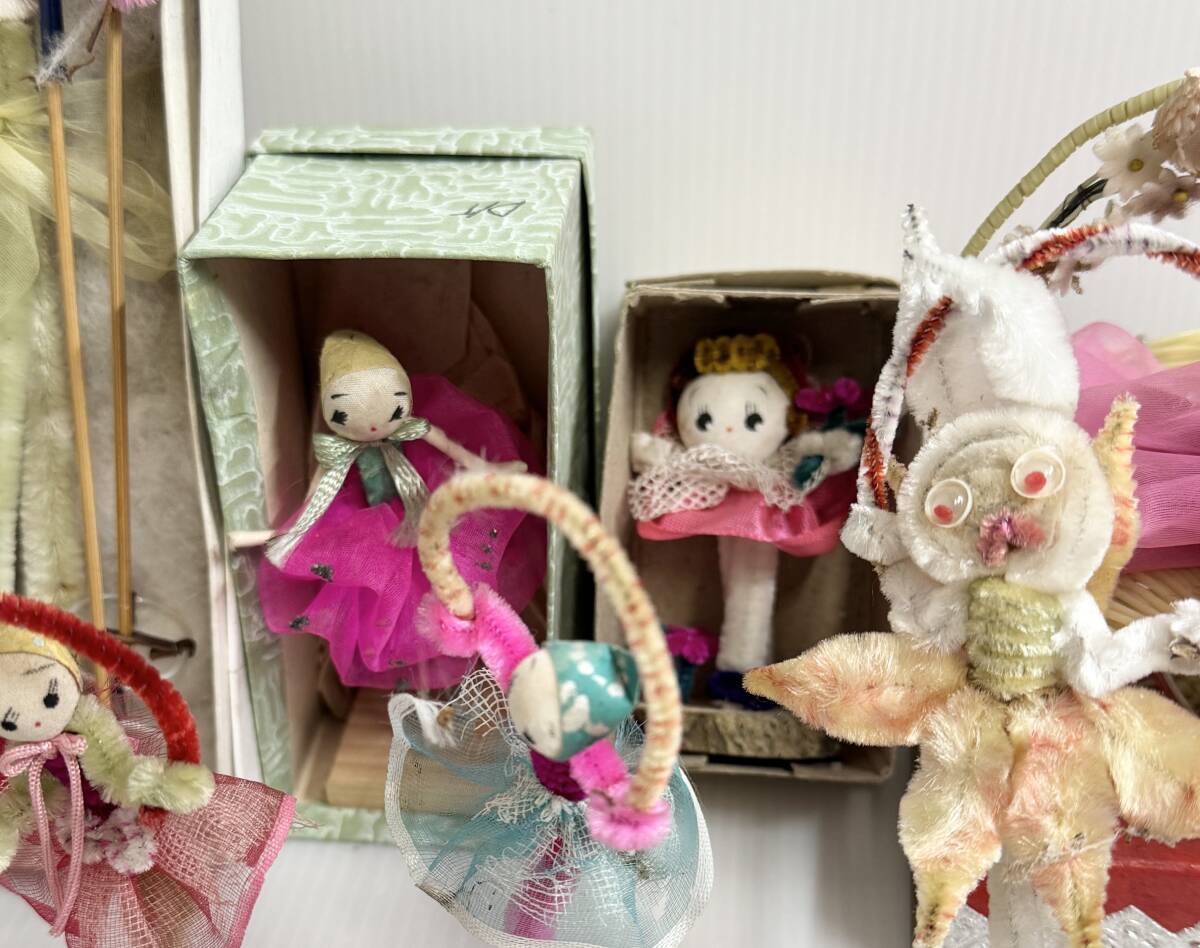 昭和レトロなモール人形色々・ポーズ人形・箱付きあり・ウサギさん・女の子・スキー・花籠・ジャンク品の画像3