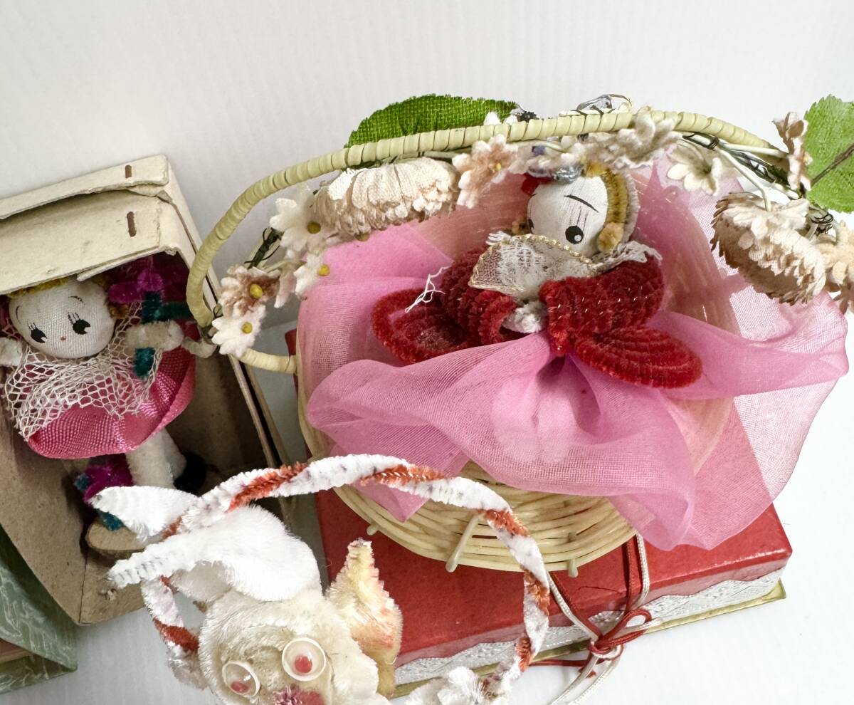 昭和レトロなモール人形色々・ポーズ人形・箱付きあり・ウサギさん・女の子・スキー・花籠・ジャンク品の画像4