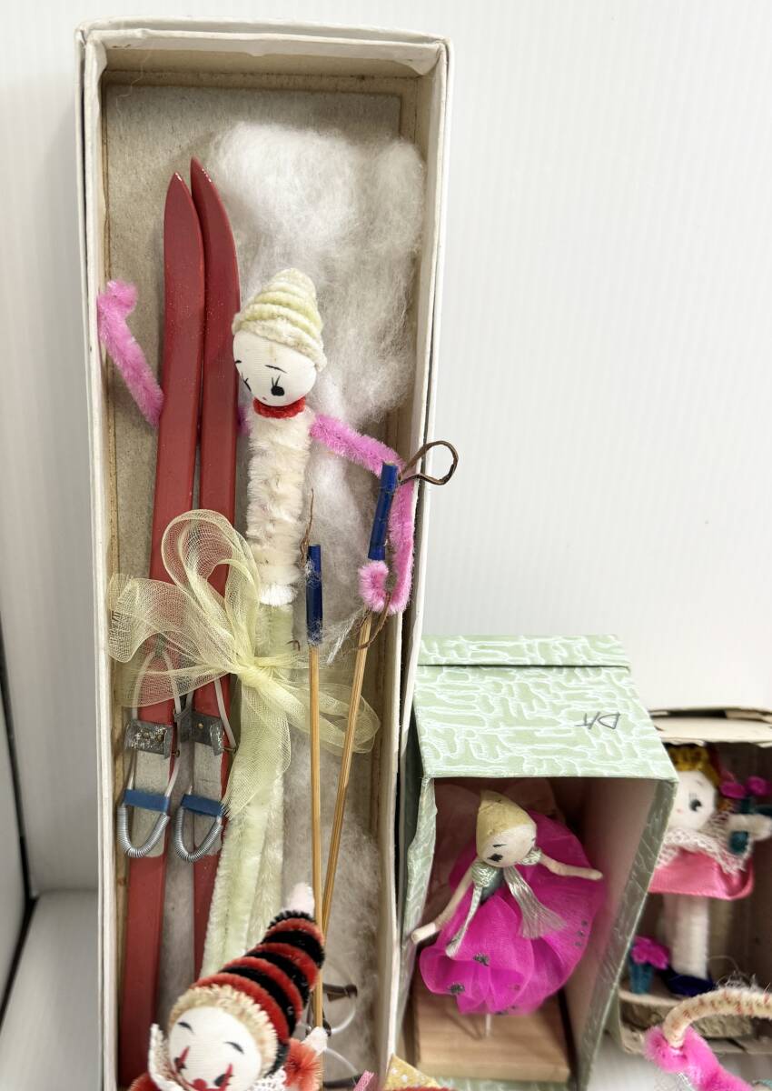 昭和レトロなモール人形色々・ポーズ人形・箱付きあり・ウサギさん・女の子・スキー・花籠・ジャンク品の画像2
