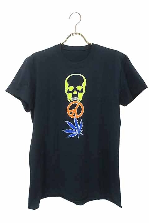 【中古】lucien pellat finet ルシアンペラフィネ トップス レディース Tシャツ ブラック スカル Mサイズ