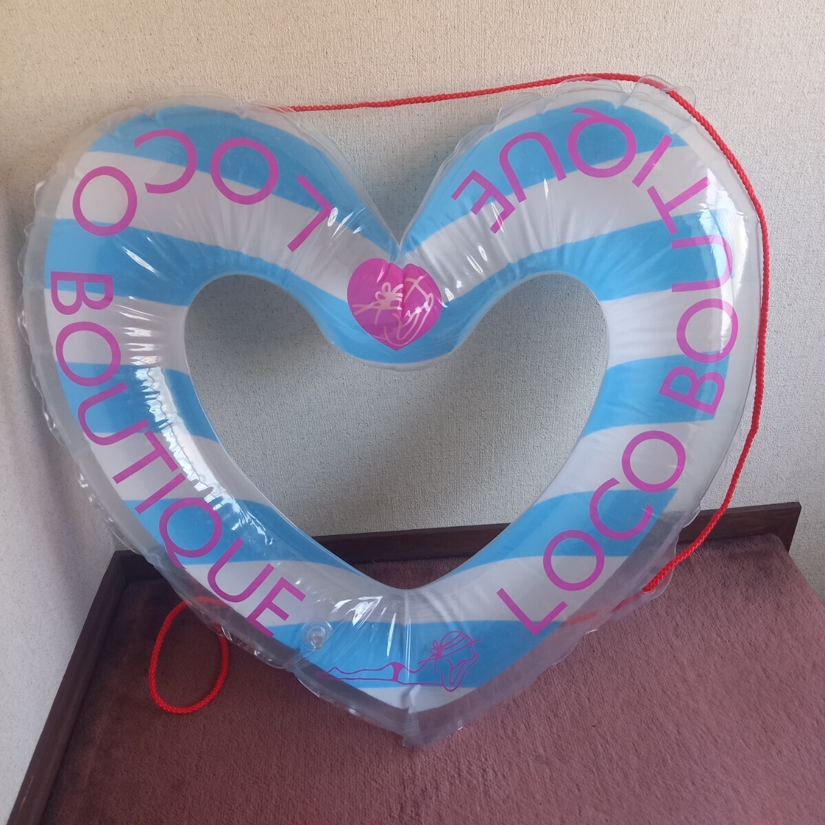  Logo btik swim ring float .80×90cm secondhand goods blue Heart type 