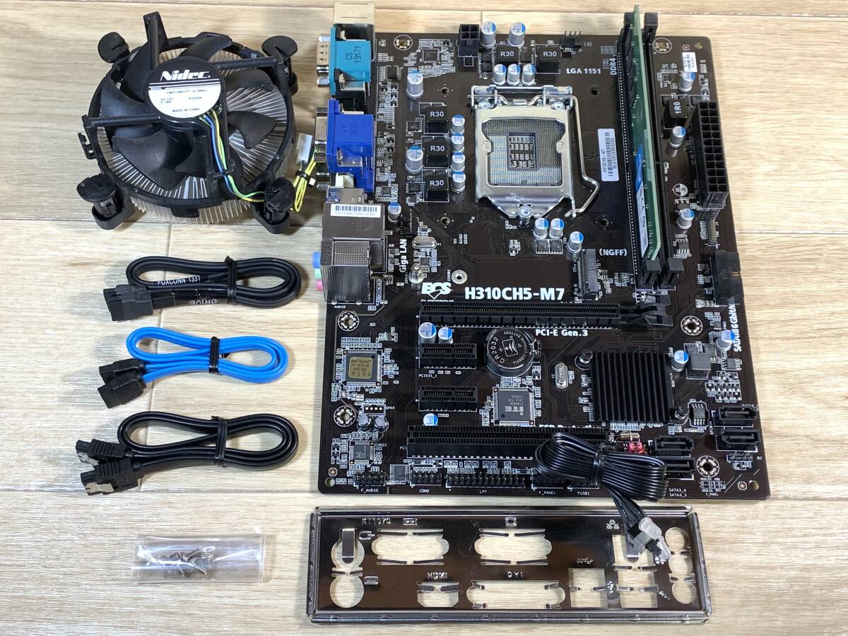 ★ECS LGA1151 第8/9世代 M.2 USB3.2 HDMI MicroATXマザーボード H310CH5-M7 // 8GBメモリ付属 良品美品★の画像1