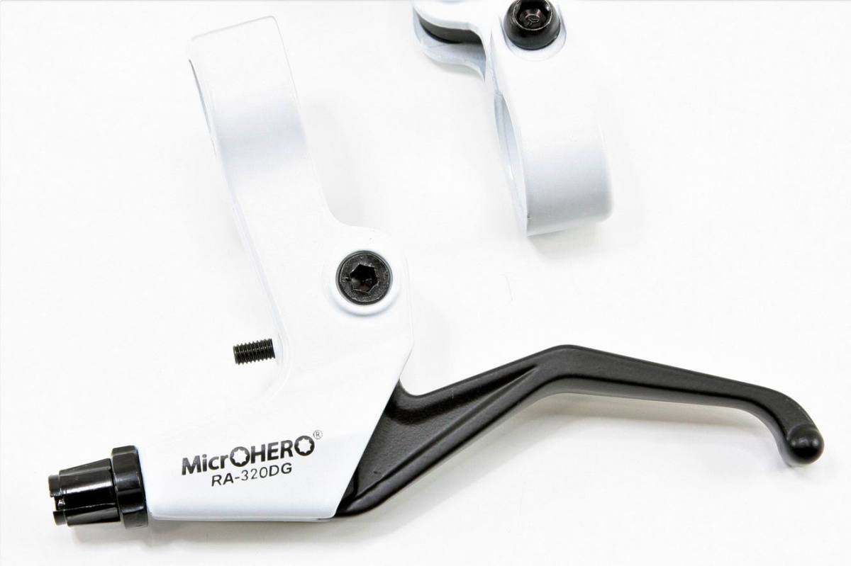 【即納】MicrOHERO 軽量180g アルミ合金 V-ブレーキ ディスクブレーキ用 自転車 ブレーキレバー RA-320DG 白 2.5フィンガーの画像2