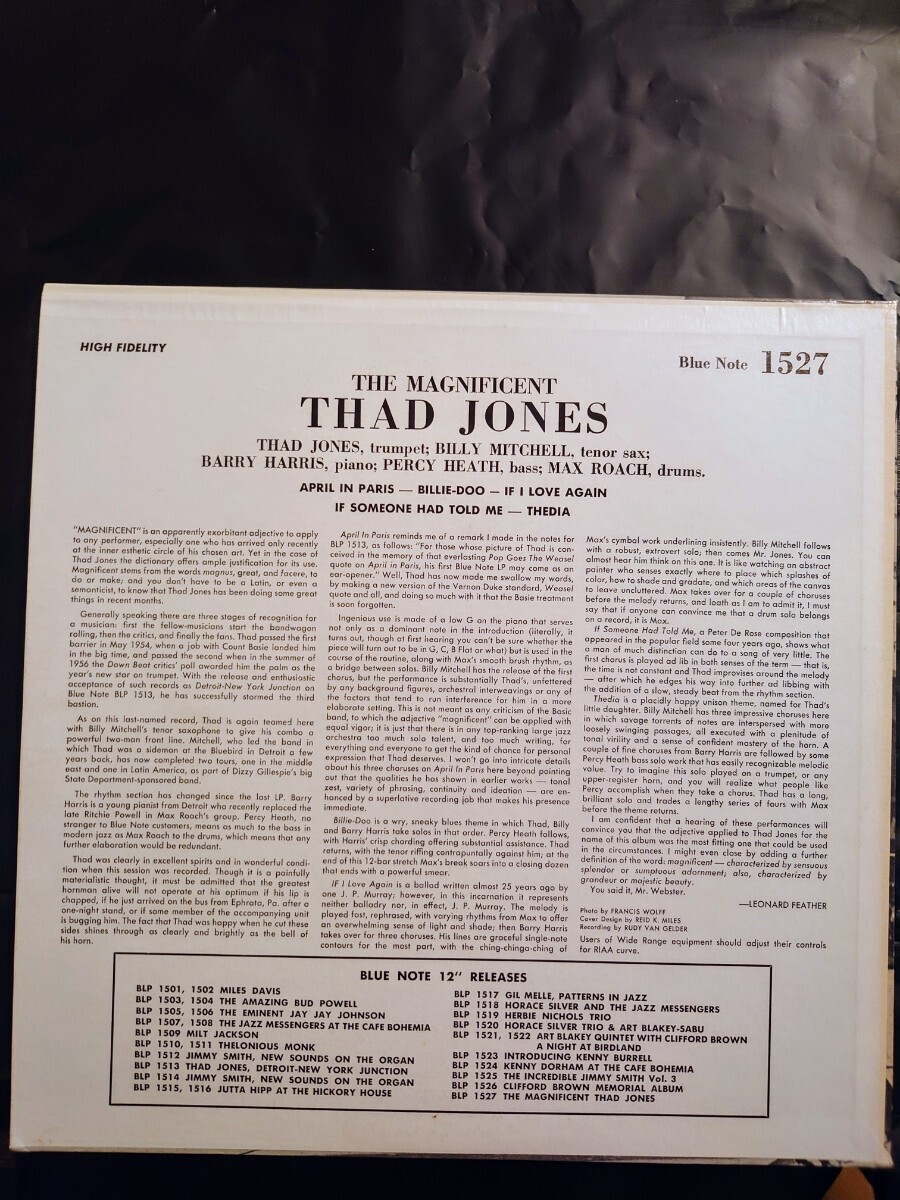 Thad Jones サド ジョーンズ The Magnificent MONO 青白US盤の画像2