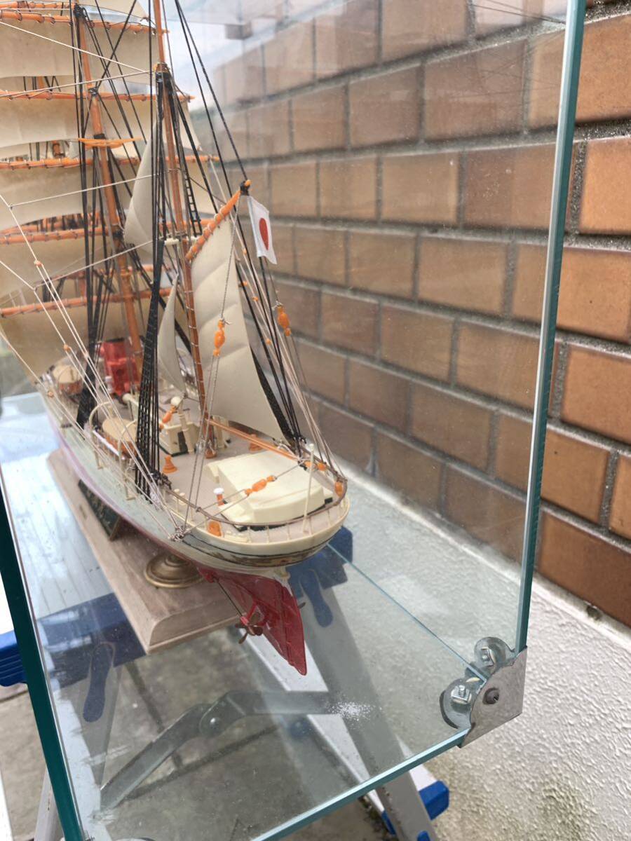 直接引取限定 日本丸 1/150スケール 帆船 模型 全長65cm プラモデル ガラスケース付き レトロ ディスプレイ コレクション_画像7