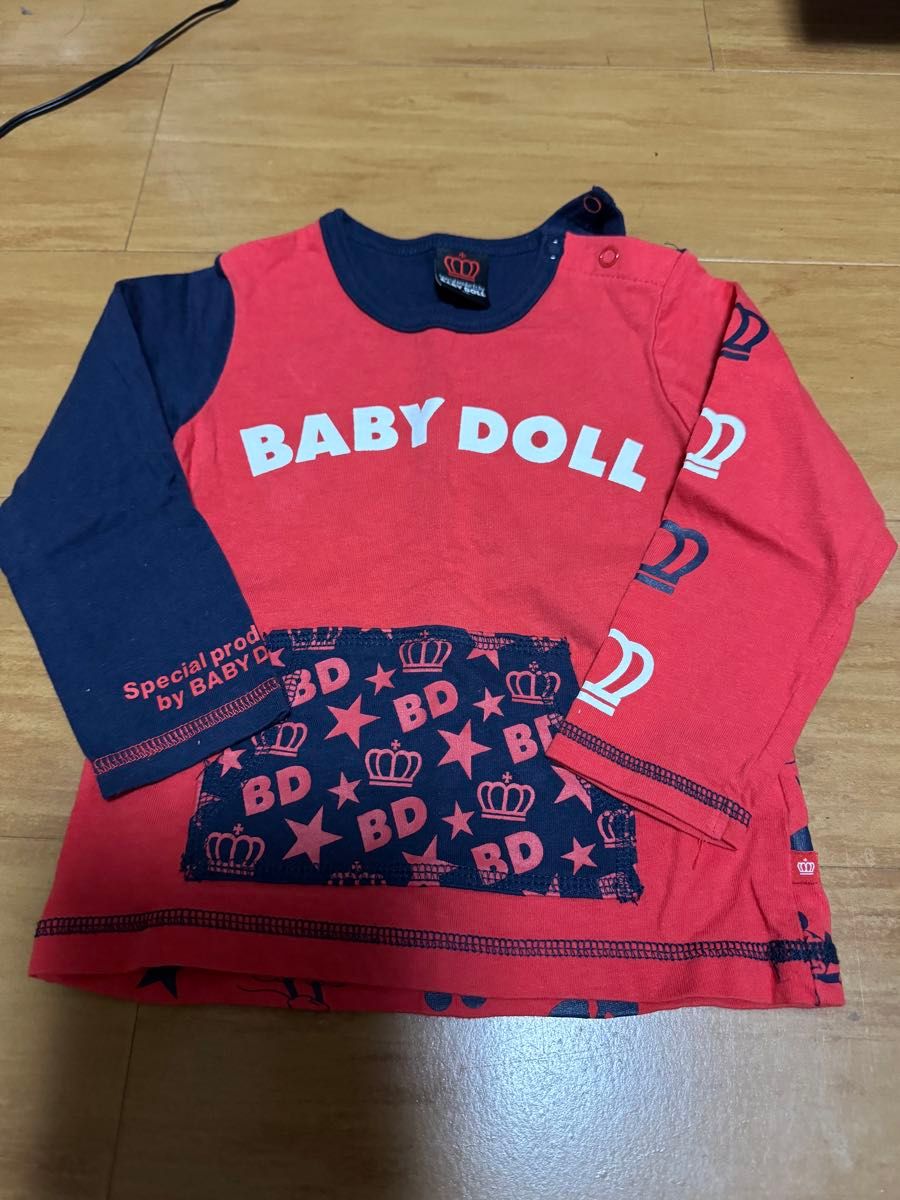 ベビードール　baby doll 赤紺　Tシャツ　90cm バックプリント　ミッキー