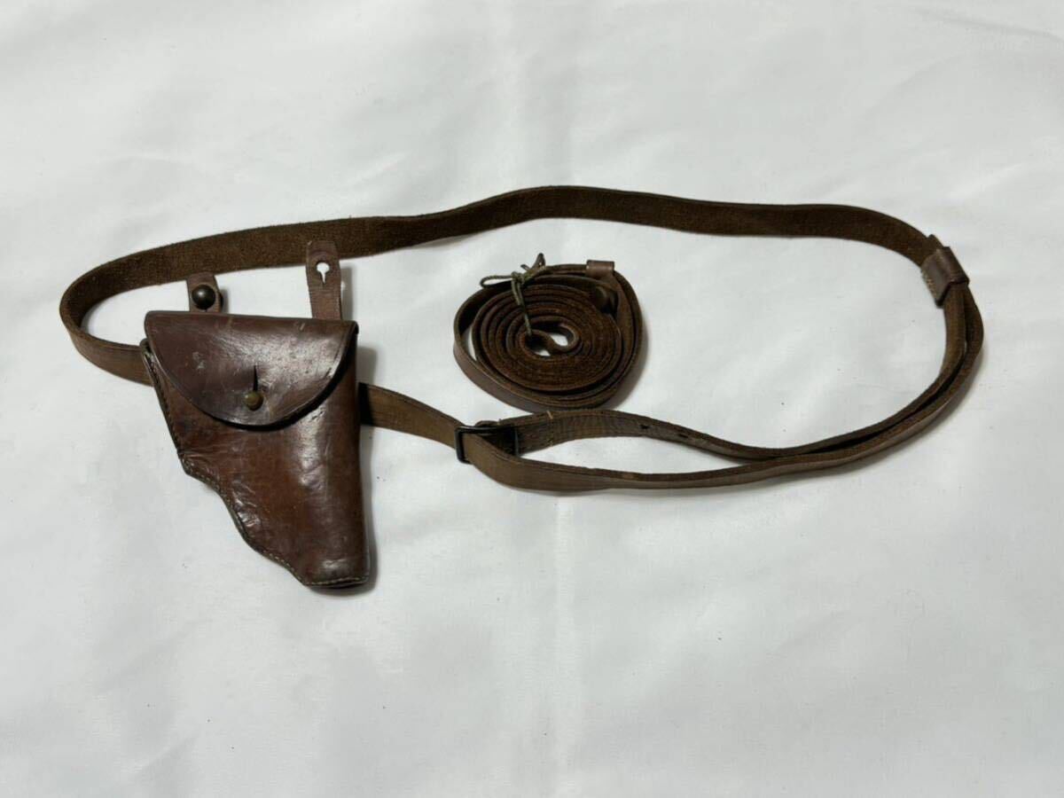 希少実物 旧日本軍 将校用ホルスター M1908用？ ベルト付き 当時物 陸軍海軍士官軍服軍装ポケットミリタリーモデルガン の画像2