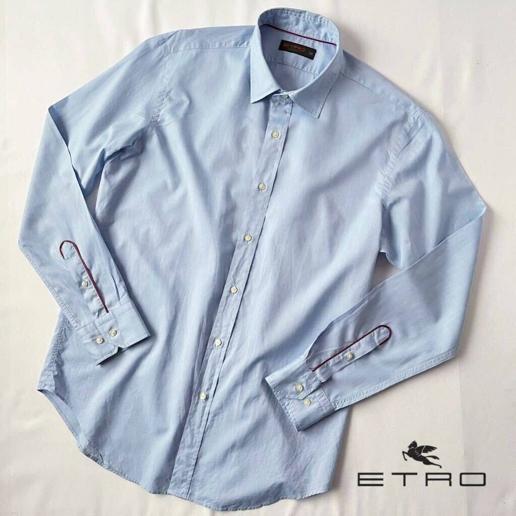 エトロ ETRO 長袖シャツ XXL ブルー レッド レギュラーカラー シャツ の画像2