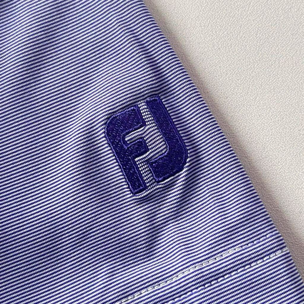 新品 フットジョイ FOOTJOY 4way ストレッチ ボタンダウン ゴルフシャツ XL パープル 吸汗速乾 機能性 抗菌防臭 UVカット 半袖 ポロシャツの画像5