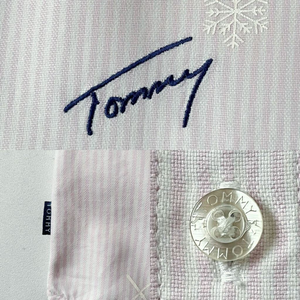 トミー ヒルフィガー TOMMY HILFIGER ボタンダウン ストライプ 長袖シャツ M ピンク ホワイト ネイビー シャツ の画像7