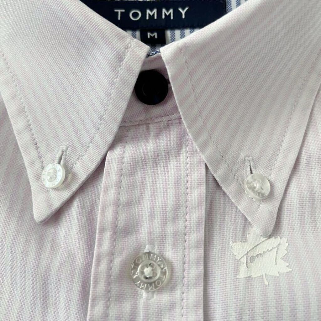 トミー ヒルフィガー TOMMY HILFIGER ボタンダウン ストライプ 長袖シャツ M ピンク ホワイト ネイビー シャツ の画像6