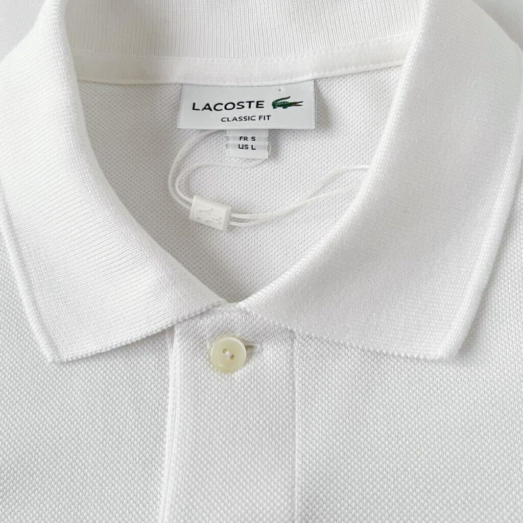 (未使用) ラコステ LACOSTE 半袖 ポロシャツ L1212 5 (日本XL) ホワイト シャツ クラッシックフィットの画像6