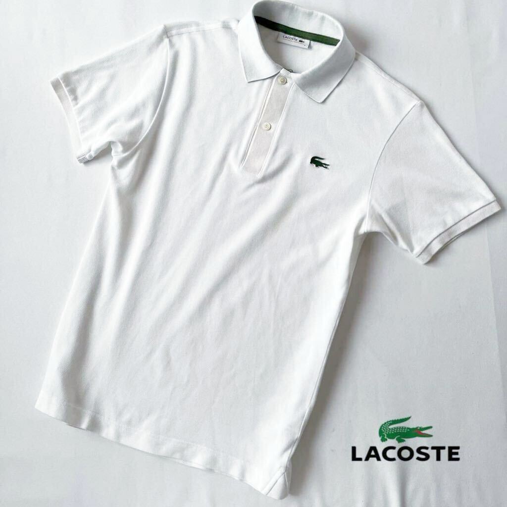 ラコステ LACOSTE 半袖 ポロシャツ 2 ホワイト グリーン 半袖シャツ 3Dワニ PH261 Eの画像2
