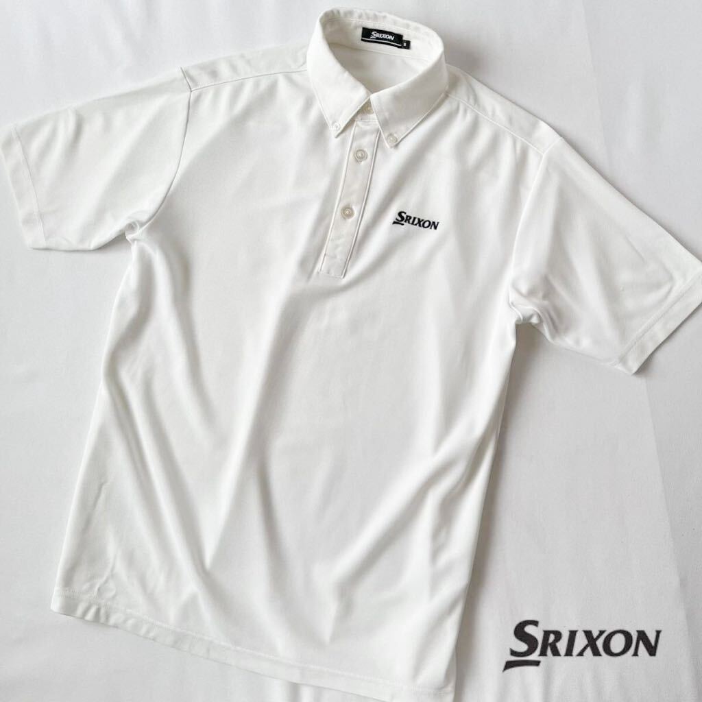  Srixon SRIXON. пот скорость . кнопка down короткий рукав Golf рубашка M "теплый" белый черный рубашка-поло 