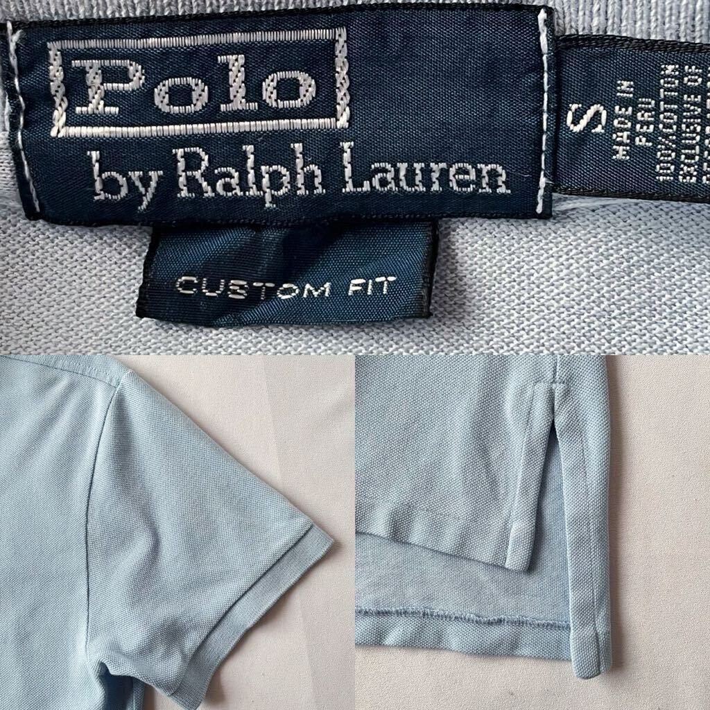  Ralph Lauren RALPH LAUREN большой po колено рубашка-поло S ( Япония M) голубой темно-синий Bick po колено рубашка с коротким рукавом 