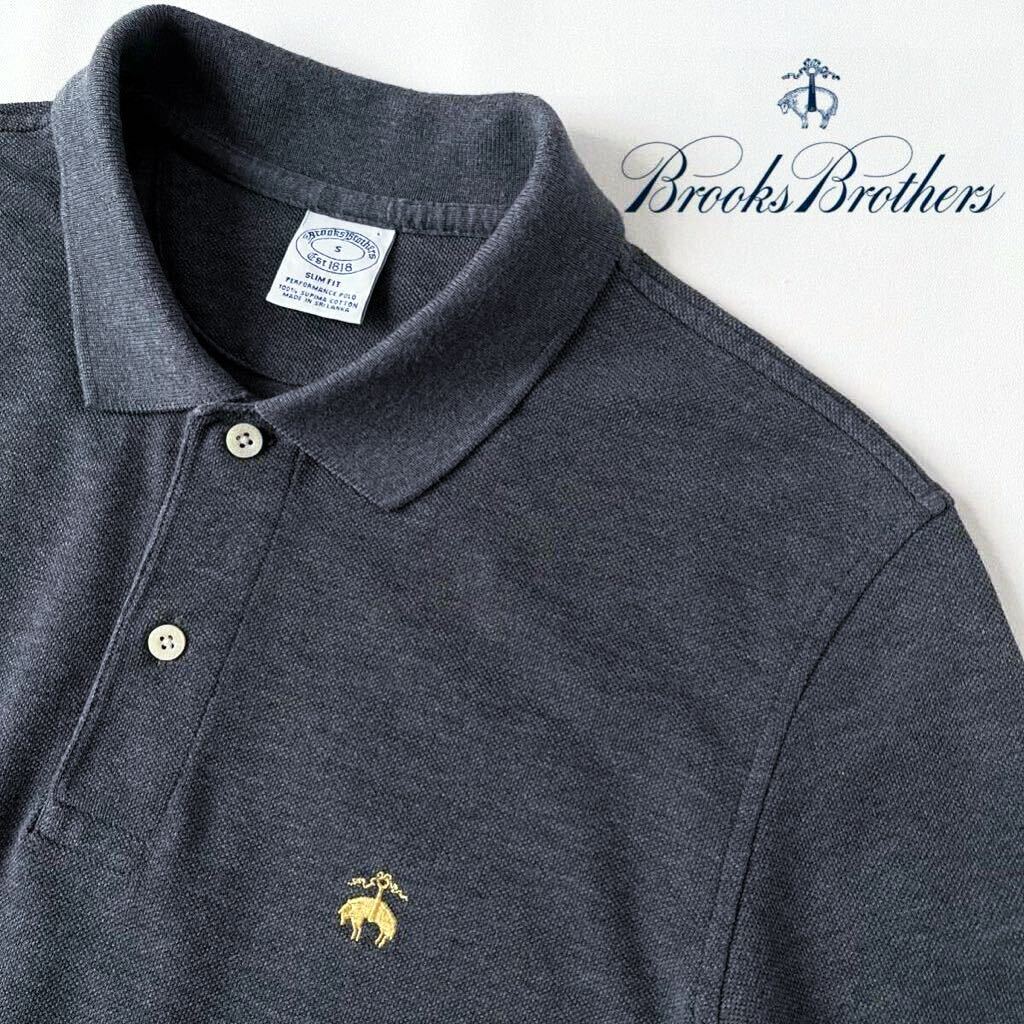 ブルックスブラザーズ BROOKS BROTHERS 半袖 ポロシャツ S 170/96B (日本M) チャコール グレー 鹿の子 シャツ の画像1