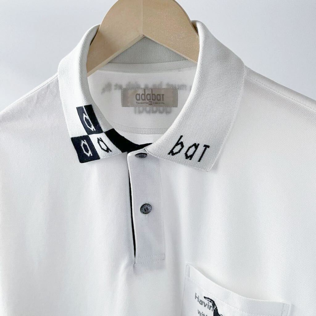 アダバット adabat 吸汗速乾 長袖 ポロシャツ IV (XL) ホワイト ブラック 刺繍 シャツ の画像7