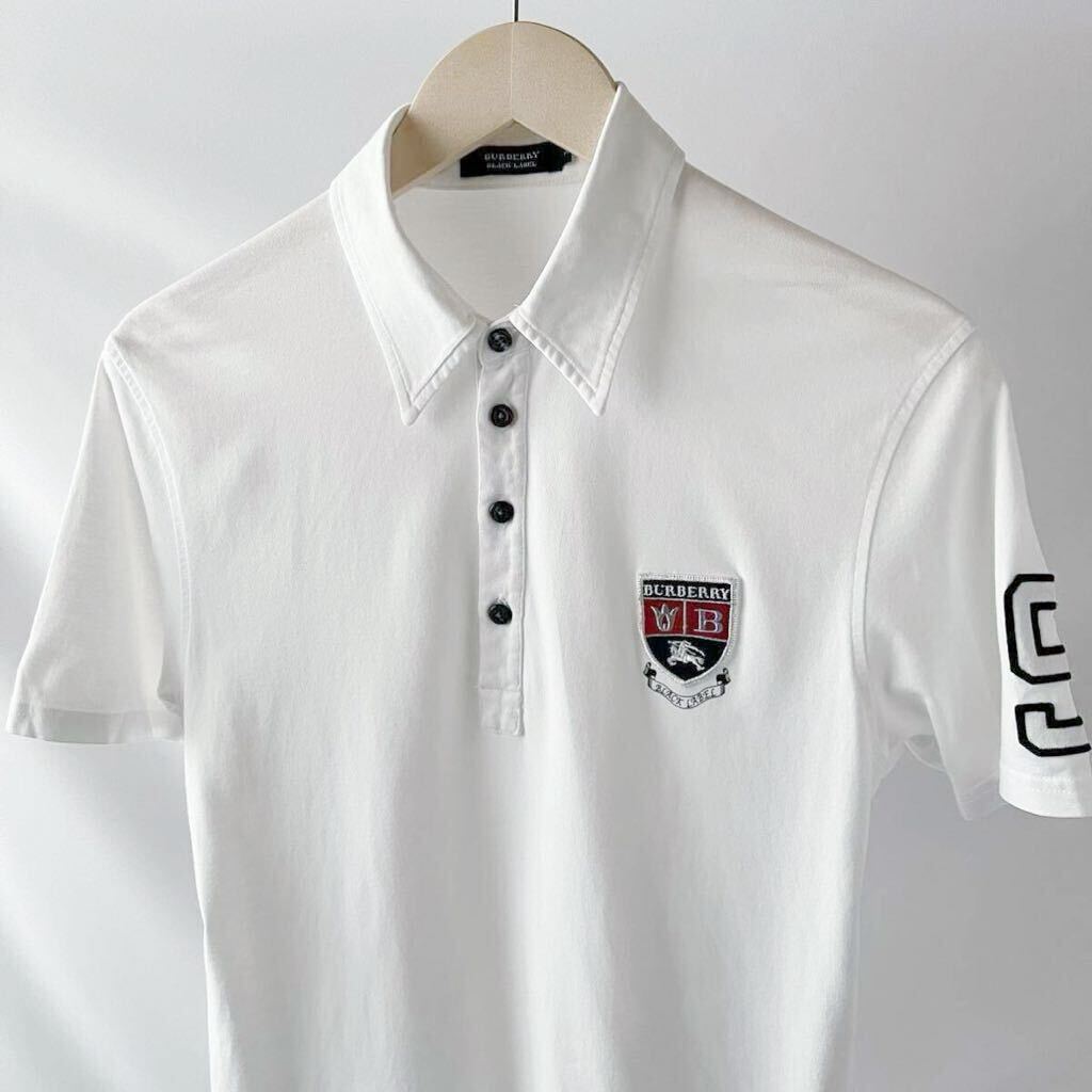 バーバリー ブラック レーベル BUBERRY BLACK LABEL カットソー 半袖 シャツ 2 (M) ホワイト ボロシャツ の画像3