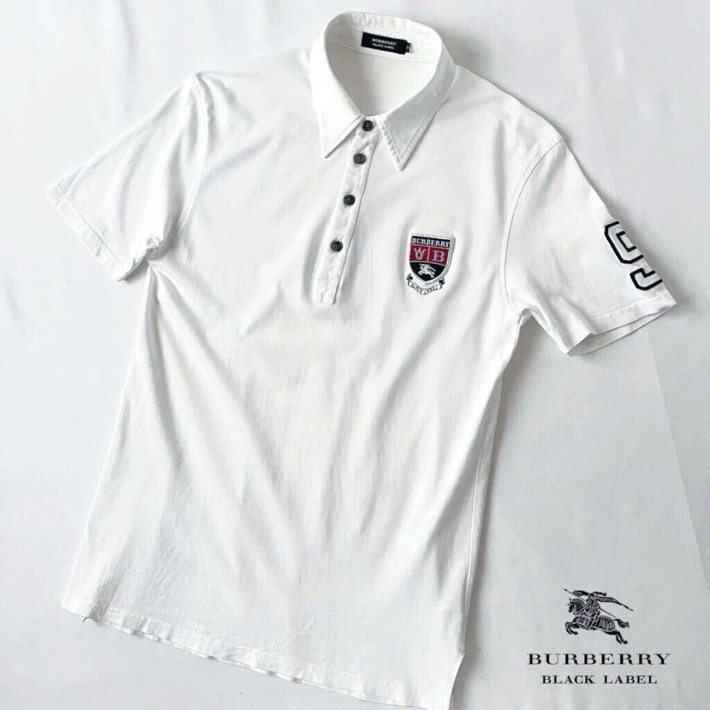 バーバリー ブラック レーベル BUBERRY BLACK LABEL カットソー 半袖 シャツ 2 (M) ホワイト ボロシャツ の画像2