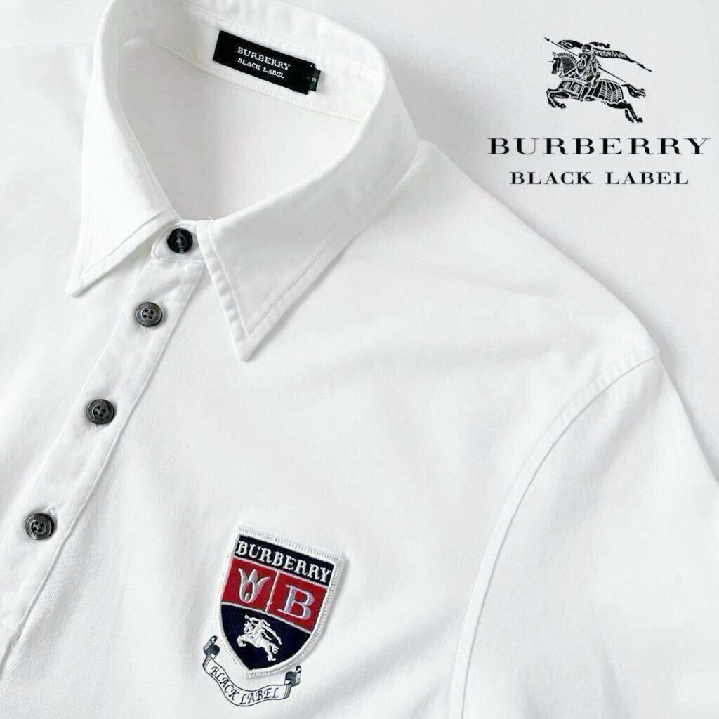 バーバリー ブラック レーベル BUBERRY BLACK LABEL カットソー 半袖 シャツ 2 (M) ホワイト ボロシャツ _画像1