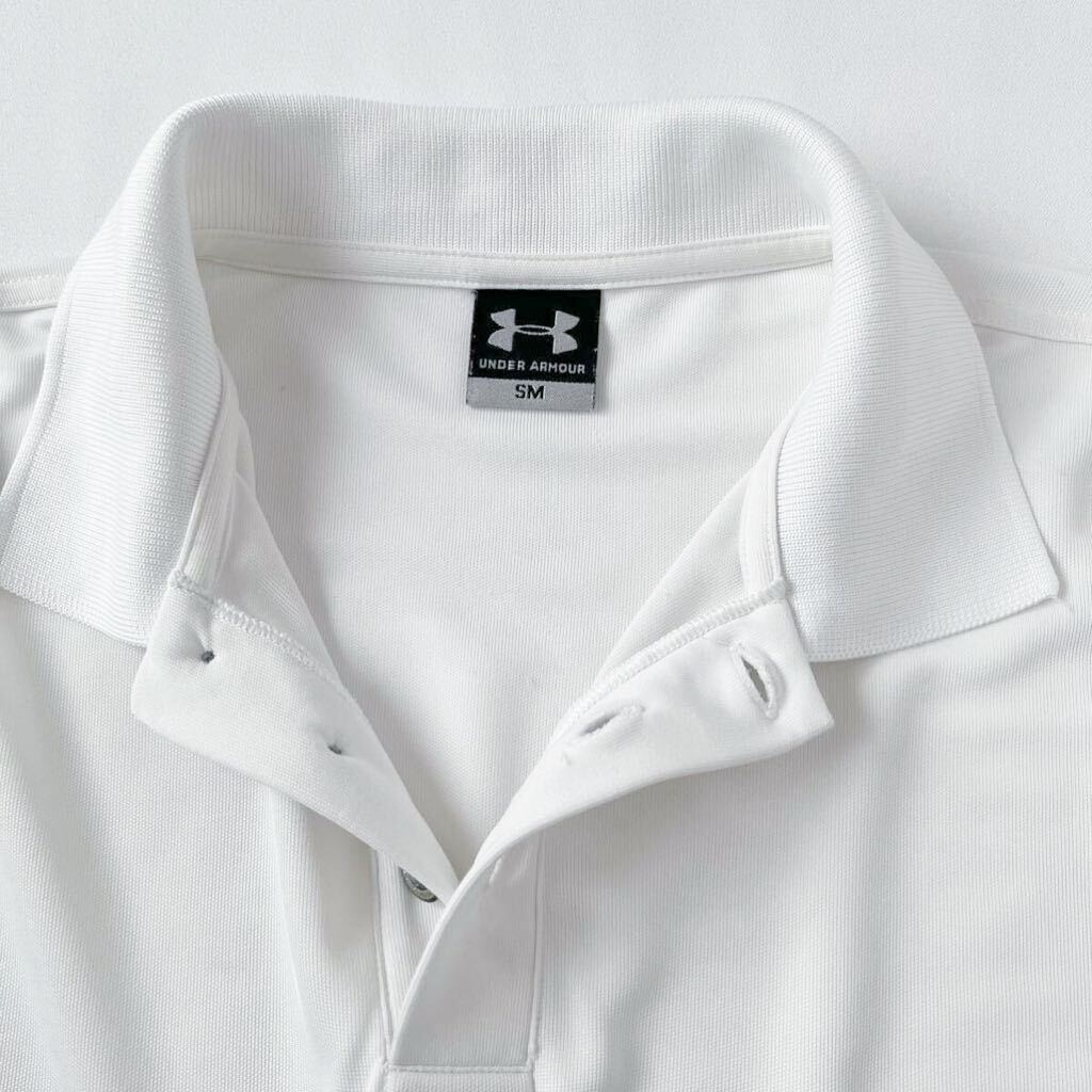 アンダーアーマー UNDER ARMOUR 吸汗速乾 ストレッチ ポロシャツ US SM (日本L) ホワイト ブラック 半袖 シャツ _画像6