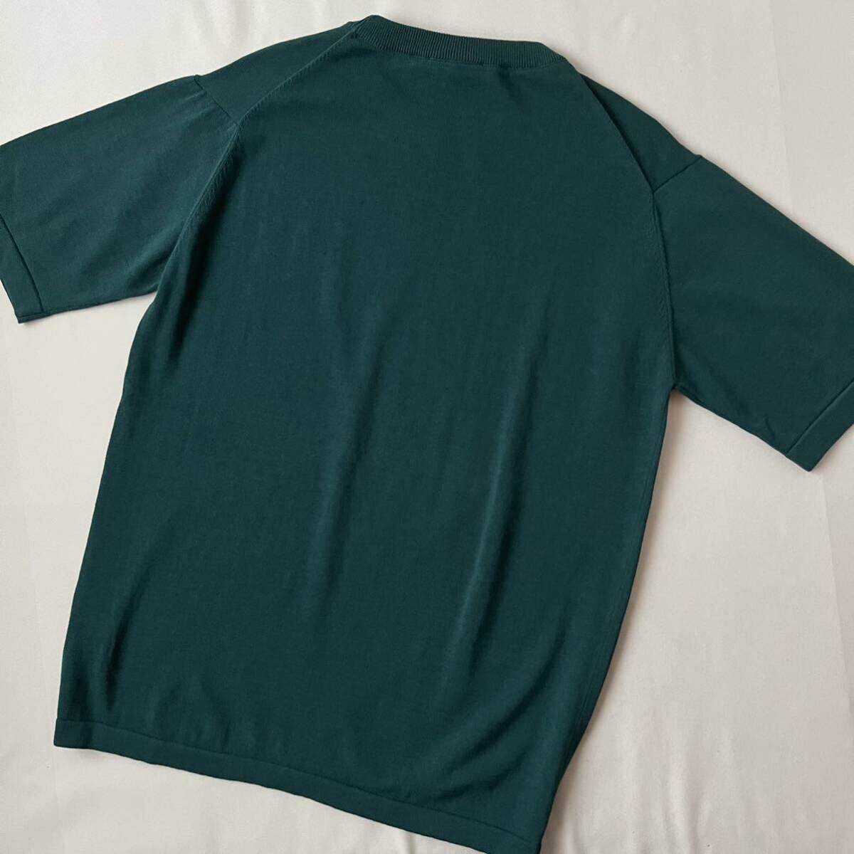 (美品) ラコステ LACOSTE クルーネック 成形横編み ニットTシャツ FR 5 (日本XL) グリーン 半袖 シャツ TH100EL の画像7