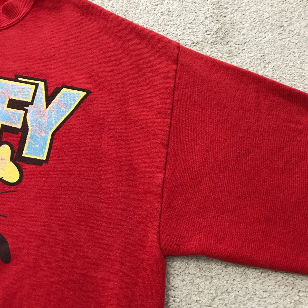 80's USA製 Disney ディズニー GOOFY グーフィー スウェット Velva Sheen ビンテージ SWEAT LARGE ベルバシーン 80年代 90s 赤_画像4