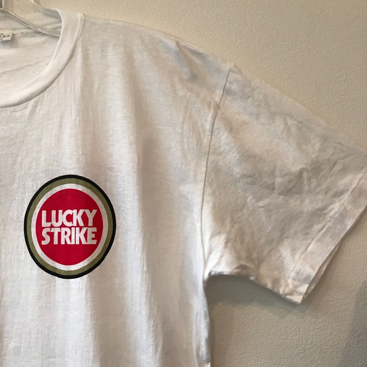 90's ワンウォッシュ LUCKY STRIKE ラッキーストライク 半袖 Tシャツ 企業 ロゴ ビンテージ レーシングＴ タバコ 90年代 S/S T-SHIRTの画像2