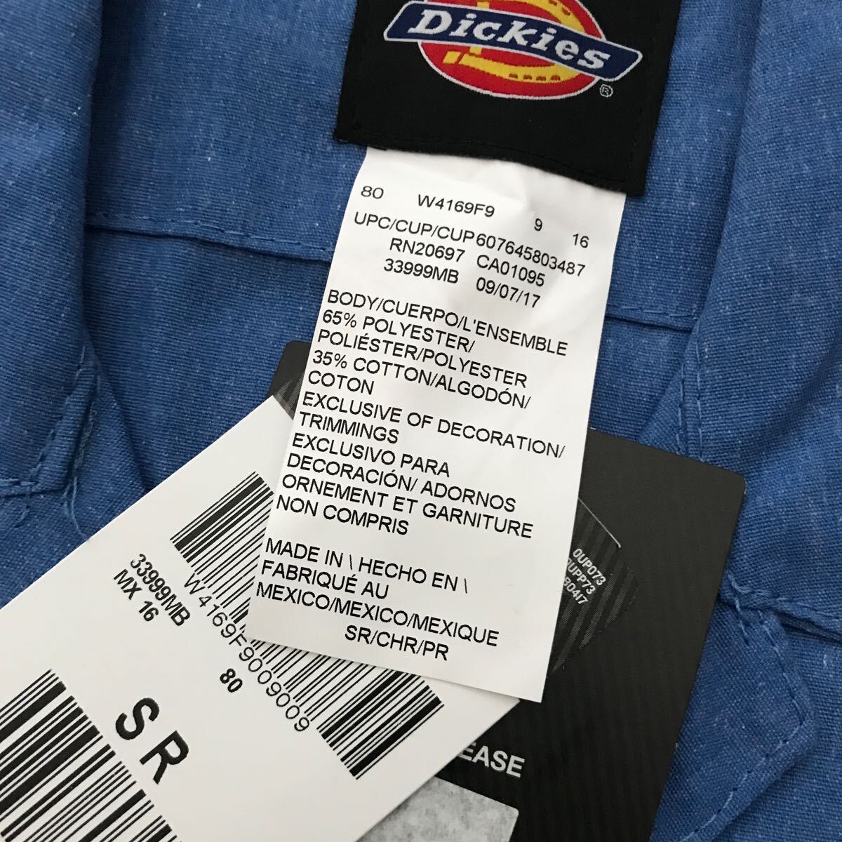 新品/未着用 Dickies ディッキーズ 33999 MB サイズ SMALL Mブルー 半袖 ツナギ オールインワン S/S COVERALL ワークウェア 作業着 春夏の画像4