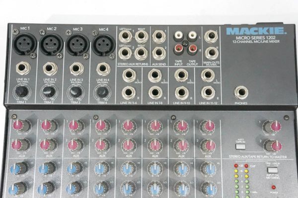 2 MACKIE マッキー MICRO SERIES 1202 アナログミキサー 12チャンネル MIC LINE MIXER オーディオ 動作確認済み A456