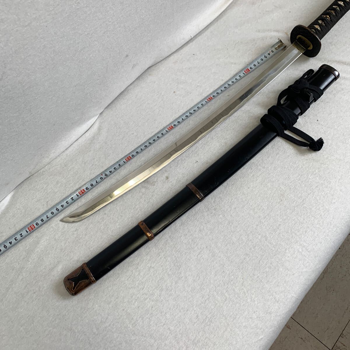 模造刀 軍刀拵造り　長脇差　刀身約56cm 全長約84cm 鞘長さ62cm 武具 美品_画像6