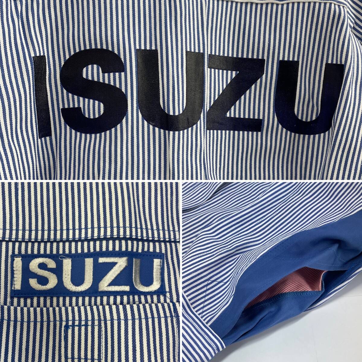 ☆希少 未使用品 国産Vintage ISUZU いすゞ自動車 イスズ オーバーオール 作業着 つなぎ オールインワン 白×青 M 【送料一律/同梱可能】I_画像9