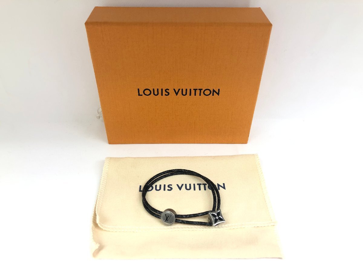  free shipping beautiful goods LOUIS VUITTON Louis Vuitton M8111 bracele brass re catch ito Eclipse Gris arm around 18cm