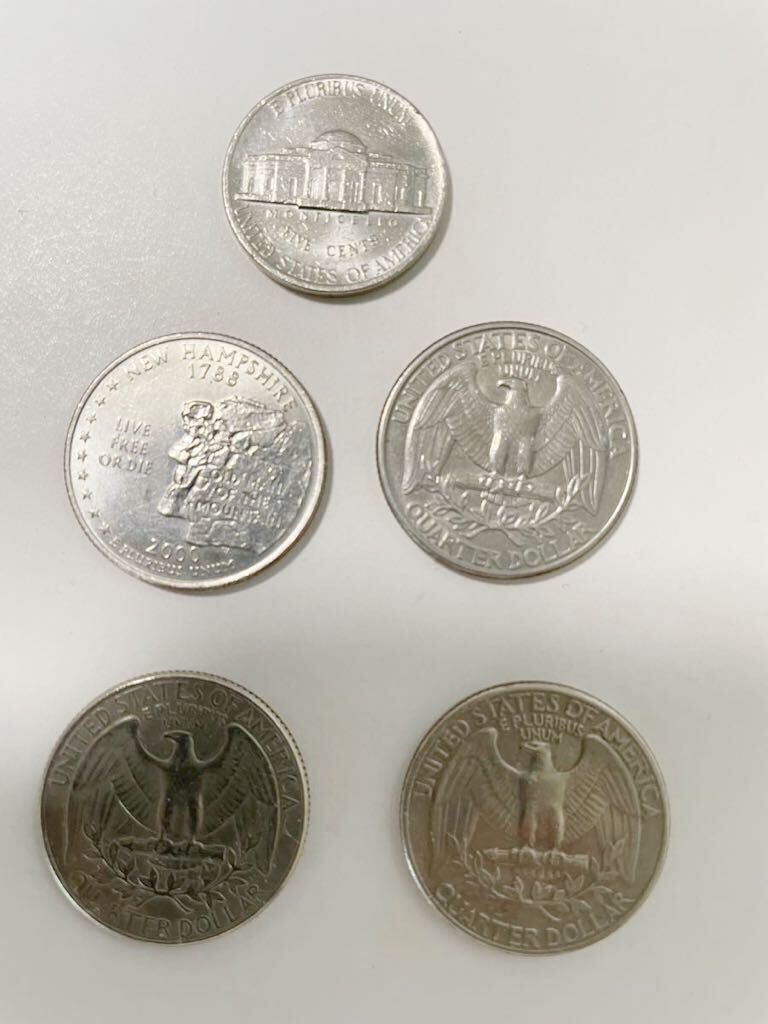 アメリカ 硬貨 コイン 古銭 LIBERTYリバティー 5 25セント 1981 1991 1995 USA イーグル シルバー 銀貨 ニッケル クォーター ワシ まとめ_画像2
