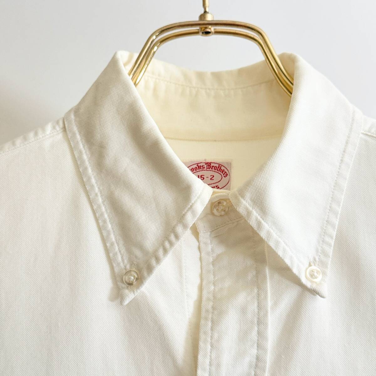  rare { White OX / 6 Button / 15-2 }60s 70s[ Brooks Brothers 6 button white OX oxford BD shirt Vintage ]