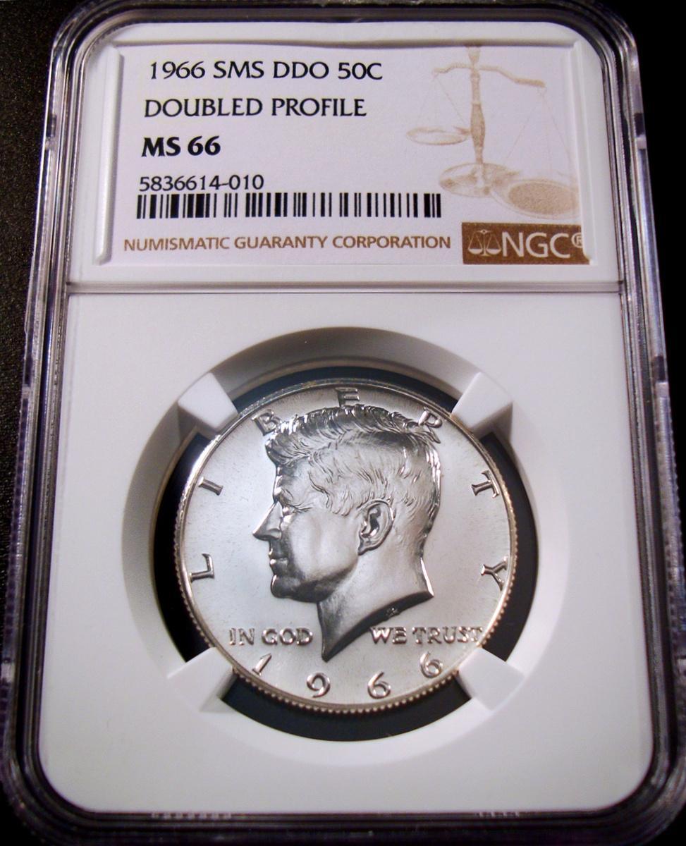 ●アメリカ 1966年 NGC SMS MS66-DDO DOUBLED PROFILE ケネディ 50セント銀貨_画像1