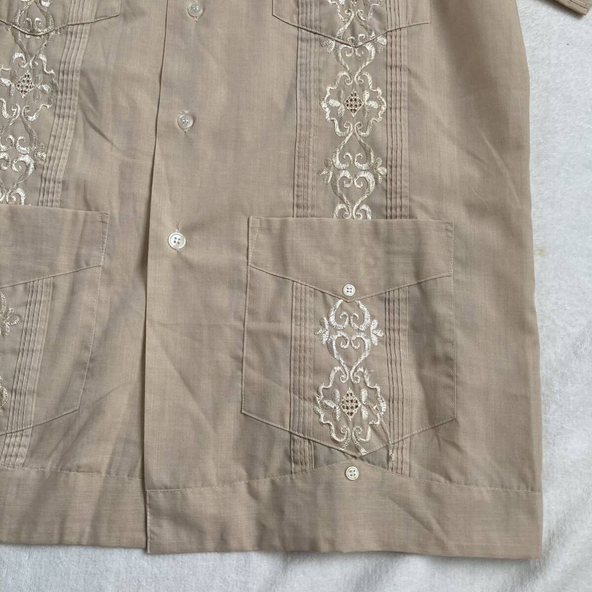 80s ROMANI キューバシャツ 韓国製 刺繍半袖シャツ M オープンカラー_画像6