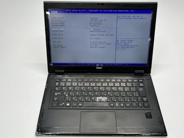 蔵出しジャンク品★NEC VK22TG-S メモリ4GB SSD128GB Core i5 5200-2.2GHz ノートパソコン F14の画像1