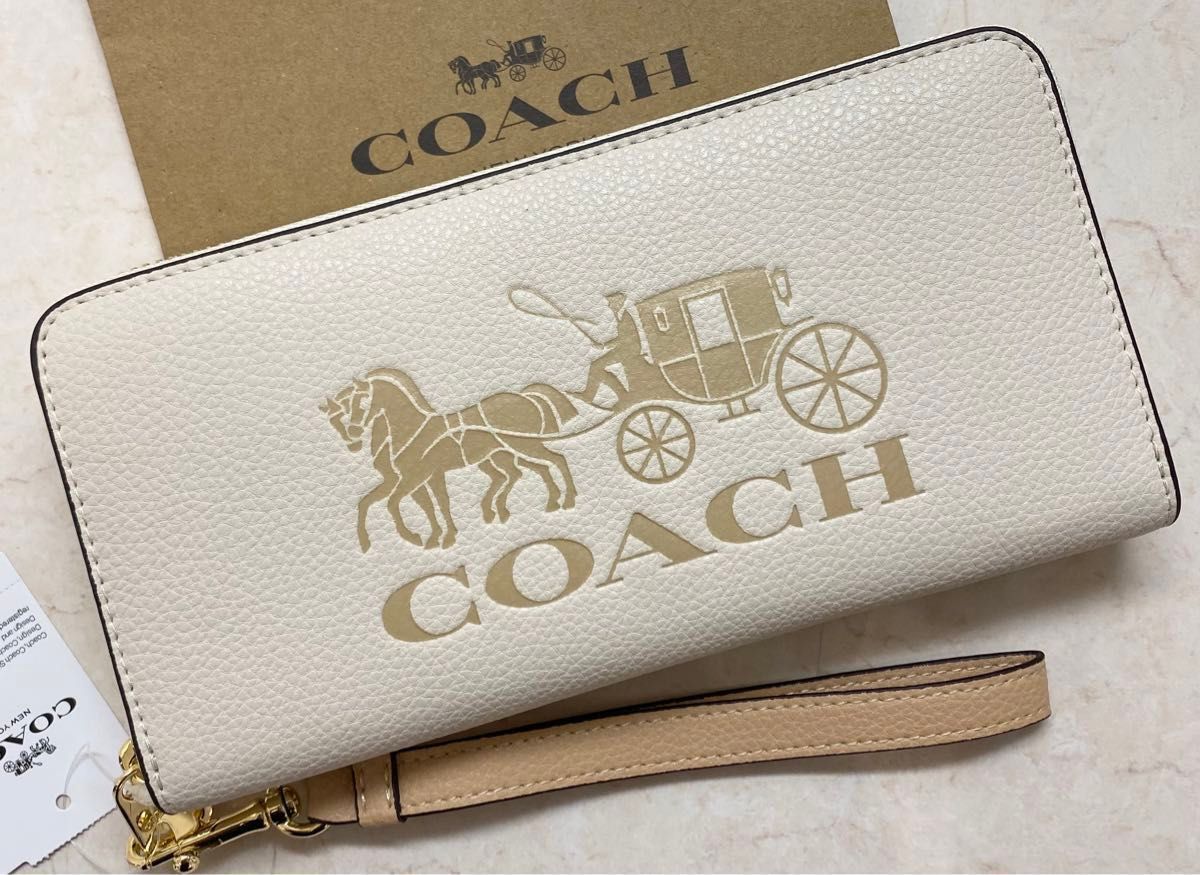 [新品未使用]COACHラウンドファスナー長財布　ストラップ付き　ギフトボックス付き