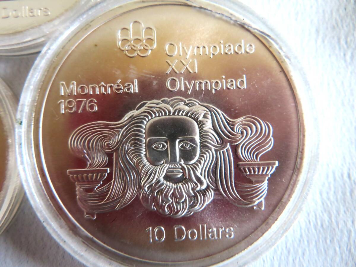 ●【ト足】②銀貨 まとめ売り セット Montrial 1976 Olympiade XXI 10 5 Dollars ELIZABETH Ⅱ カナダ 1974 CE682ZZG23の画像3